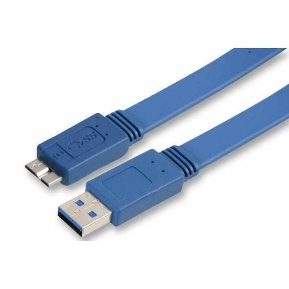 PRO SIGNAL - 1m Blue A Plug to Micro B Plug Flat USB 3.0 Cable
