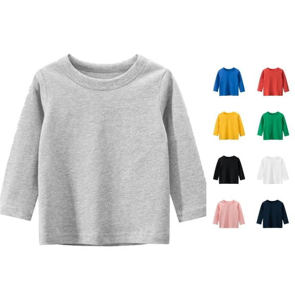 JAJAHO Toddler And Kids Cotton Clothes Girls Boys Long Sleeve Basic T Shirt Casual Tees 1-7Y
