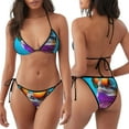 thumbnail image 3 of Naloa Lizard With Sunglasses Colorful Print Women Halter Bikini Set ,Two Piece Triangle Swimsuit,Tie Bathing Suit,Sexy Triangle Two Piece Swimwear, 3 of 5