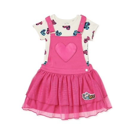 365 Kids from Garanimals Girl T-Shirt and Heart Overall Dress, Sizes 4-10