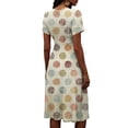 thumbnail image 6 of Minjewel Ladies Floral Casual Fashionable Short Sleeve V-Neck Dress for Spring Summer Women's Daily Casual Wear,Beige,2XL, 6 of 6