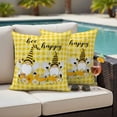 thumbnail image 5 of Bee Happy Pillow Covers 2 Pack Dwarfs Daisy Honey Farmhouse Yellow Plaid Pillowcase Waterproof Outdoor Throw Pillow Cover for Patio Garden Square Cushion 18”x18”, 5 of 9