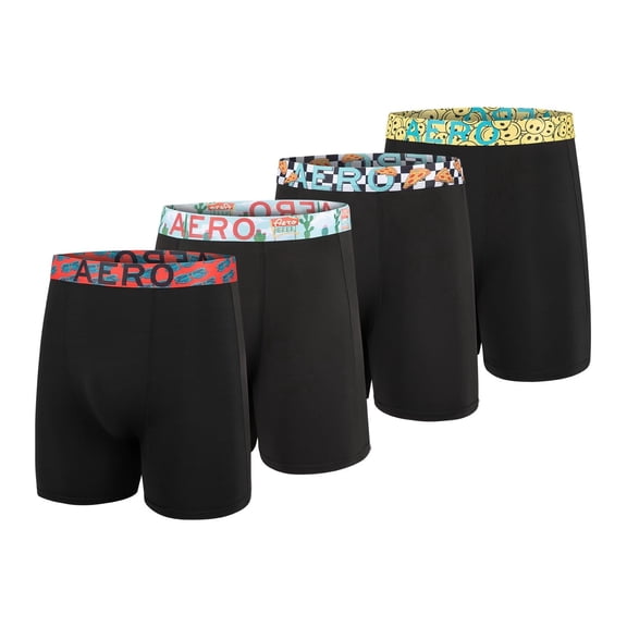 Aeropostale Mens Boxer Briefs 4 Pack Poly Spandex Performance Boxer Briefs Underwear(Black/Black/Black/Black, Small)