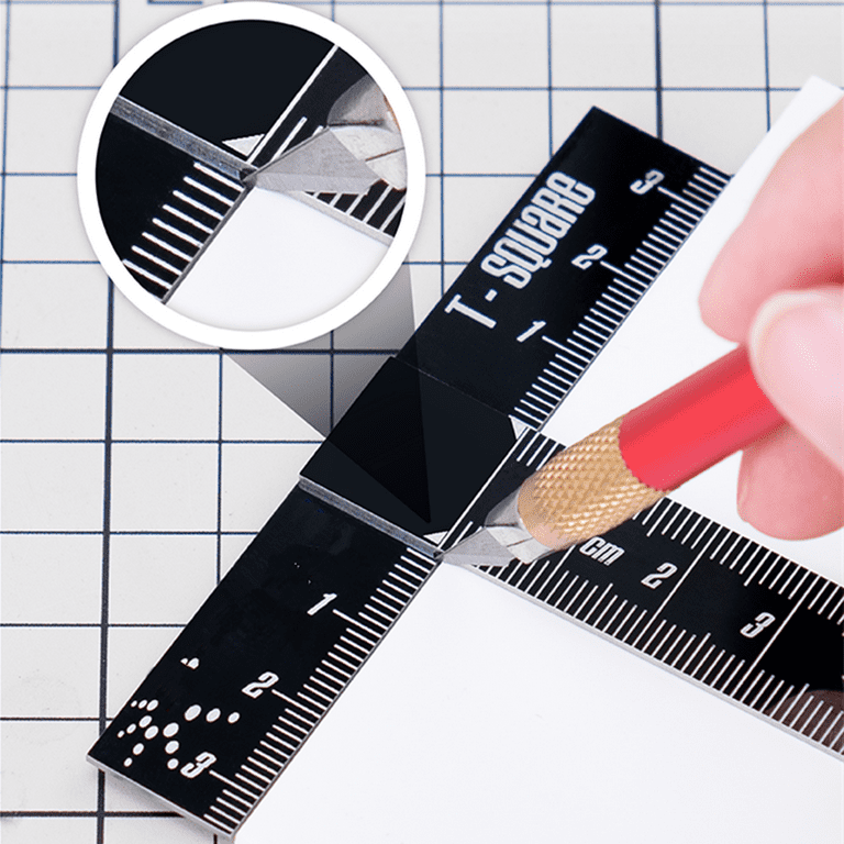Obsidian Right Angle T-Shaped Steel Ruler High-Precision Ruler For