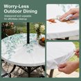 thumbnail image 5 of Round Outdoor Tablecloth with Umbrella Hole and Zipper, Eucalyptus Leaves Tablecloth with Elastic Waterproof, Turquoise Summer Botanical Weeping Patio Table Covers for 45" - 54" Picnic Pool Tables, 5 of 9