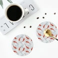 thumbnail image 5 of Pofeuu Koi Fish Corals,Spring Summer Print Leather Coasters Set of 6, Round Cups Mugs Mat Pad for Home Kitchen Heat Resistant Drink Coasters,Round Shape, 5 of 7