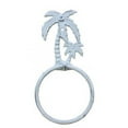 thumbnail image 5 of Hampton Nautical Rustic Palm Tree Towel Holder 9" Bathroom Beach Decor-Cast Iron, Solid Light Blue, 5 of 7