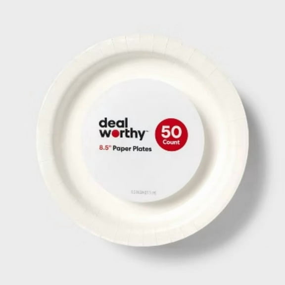 White Disposable Paper Plates 8.5" - 50ct -