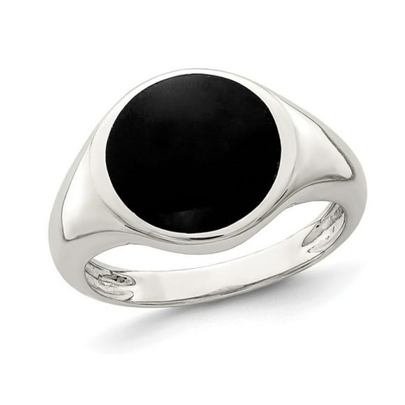 1.80 Carat (ctw) Black Onyx Inlay Ring in Sterling Silver