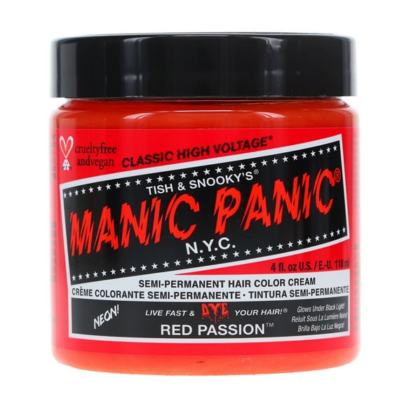 MANIC PANIC Classic Red Passion Semi Permanent Hair Color - Medium Cherry Red Hair Dye for Women & Men That Lasts 4-6 Weeks - Vegan, Ammonia & Cruelty-Free - Create & Mix Custom Shades (4oz)