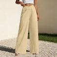 thumbnail image 2 of TaTaai Women's Summer Linen Solid Loose Straight Long Pants Elastic Waist Pockets Design Casual Comfy Lightweight Trousers for Seaside Holidays Gift, 2 of 6