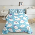 thumbnail image 2 of Manfei Cartoon Ghost Comforter Sets Full Size, Blue White Down Comforter, Kawaii Halloween Reversible Bedding Full Comforter Set, Microfiber Bedroom Decor, 3 Pieces, 2 of 8