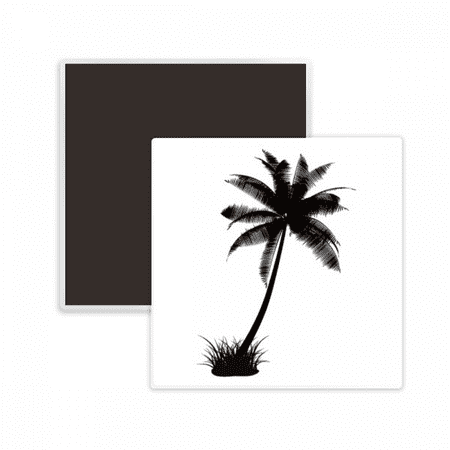

Coconut Tree Beach Black Outline Square Ceracs Fridge Magnet Keepsake Memento