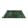 thumbnail image 2 of Ahgly Company Machine Washable Indoor Square Persian Turquoise Blue Traditional Area Rugs, 4' Square, 2 of 4