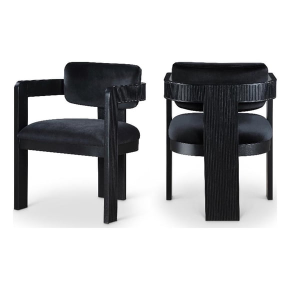 Meridian Furniture Sacha Chaise de Salle à Manger en Velours Noir (Ensemble de 2)
