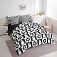 thumbnail image 3 of Erosebridal Ghthic Ghost Flower Bedding Full Size,Geometric Patchwork Buffalo Comforter Sets with Sheets,Black White Bedding Sets Full Size,Lightweight Bedroom Decor Reversible,7pcs, 3 of 7