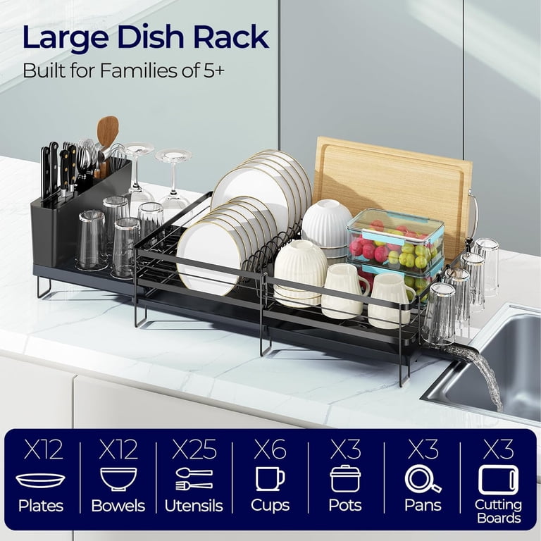 Delamu Extendable Dish Drying Rack, Stainless Steel, Black photo 8