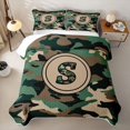 thumbnail image 2 of meiyoeat Camo Letter S Twin Quilt Set for Boys, Vintage Camouflage Twin Coverlet Set, Green, 2-Piece, 2 of 7