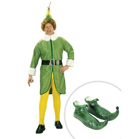 Men's Buddy the Elf Costume and Adult Green Elf Shoes