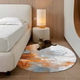 thumbnail image 3 of Abstract Orange Grey Round Area Rug 4 FT, Non Slip Indoor Outdoor Rug, Modern Minimalist Street Art Washable Soft Circular Carpet Non-Shedding Floor Mat for Coffee Table Nursery Foyer Balcony, 3 of 8