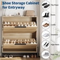 thumbnail image 3 of Ourlova Shoe Cabinet Storage with 2 Flip Drawers Hidden Shoe Storage Cabinet for Entryway Adjustable Shoes Rack for Home Hallway Living Room 9.5 Inches Depth 31.5 Inches Width 37 Inches Height, 3 of 8