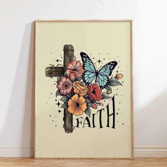 Retro Christian Wall Art Print, Faith Print, Christian Poster, Bible Verse, Religious Print, Scripture Art, Christian Gift Wall Art, Modern Wall Decor, 8x12 UNFRAMED