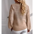 thumbnail image 4 of Suéter suelto para mujer, manga larga, cuello en V, suéter hueco informal, Top para otoño e invierno, naranja S, 4 of 6