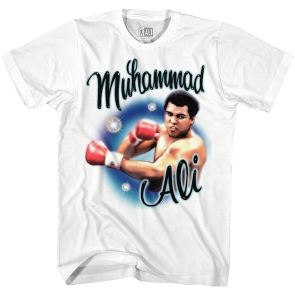 Muhammad Ali Airbrush Punch White Adult T-Shirt