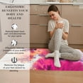 thumbnail image 4 of 2 Pieces Kitchen Rugs, Abstract Anti Fatigue Non Slip Foam Cushioned Fuchsia Rose Coral Art Painting Comfort Indoor Floor Mat Runner Rug Set for Laundry Office Sink Bathroom (17"X48"+17"X24"), 4 of 5