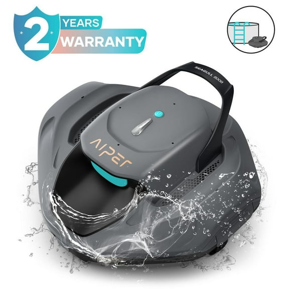 SG 800B Cordless Robotic Pool Vacuum - Automatic Pool Vacuum for Flat Above Ground Pools up to 860 sq. ft. Gray