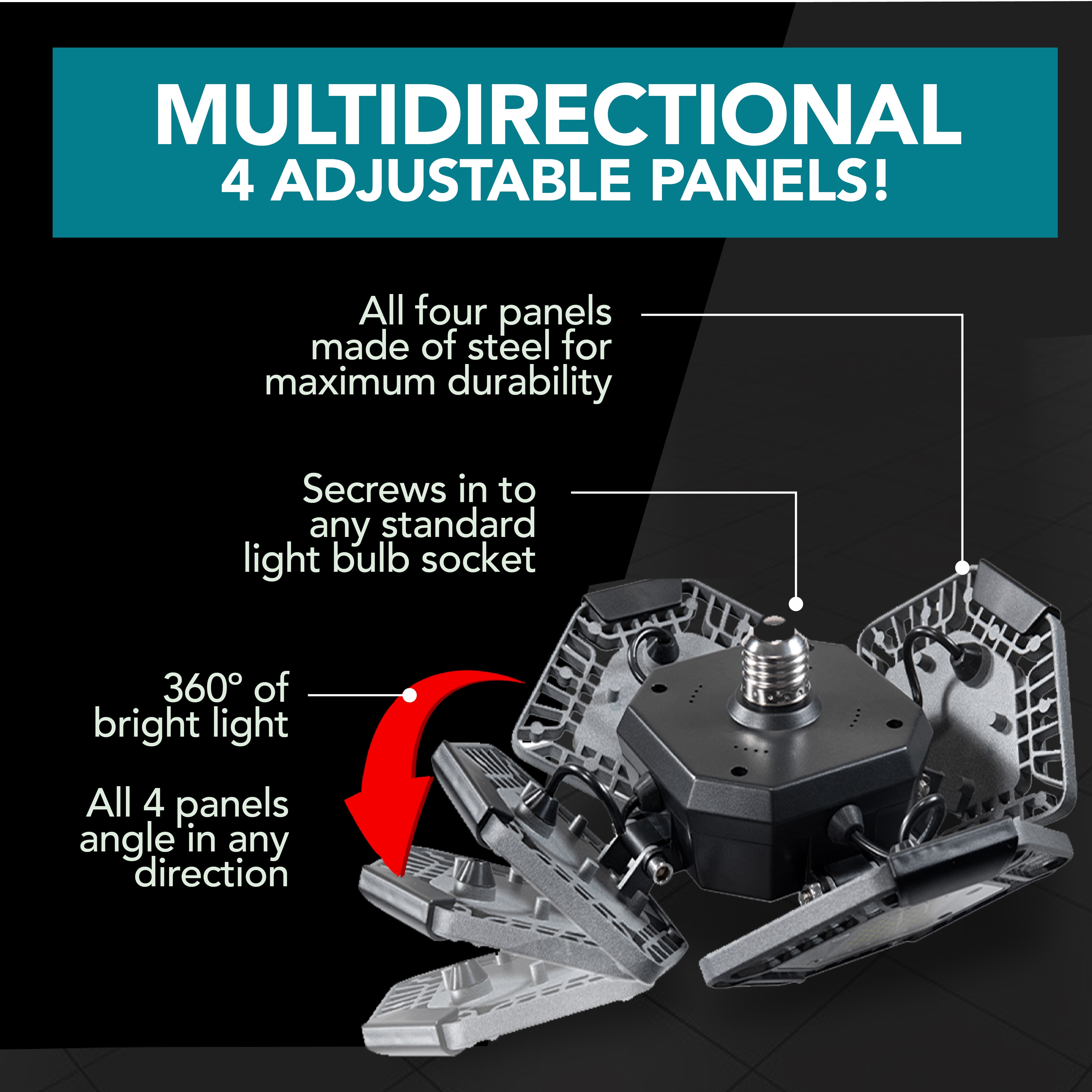 Bell+Howell Quad Burst 8000 Lumens, Shop Light LED Ceiling Light Work Light, Garage Light, Indoor Outdoor Lighting As Seen On TV