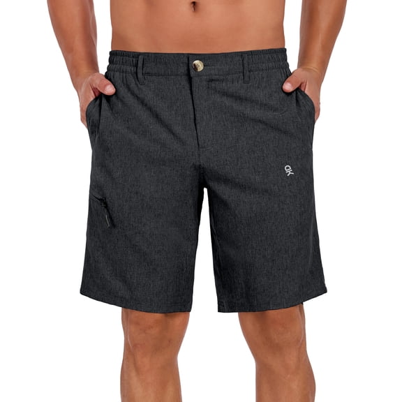 Little Donkey Andy Men's Quick Dry Stretch Shorts for Hiking Golf Travel, with Elastic Waist Black S