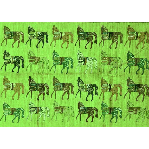 Ahgly Company Indoor Rectangle Abstract Green Modern Area Rugs, 5' x 7'