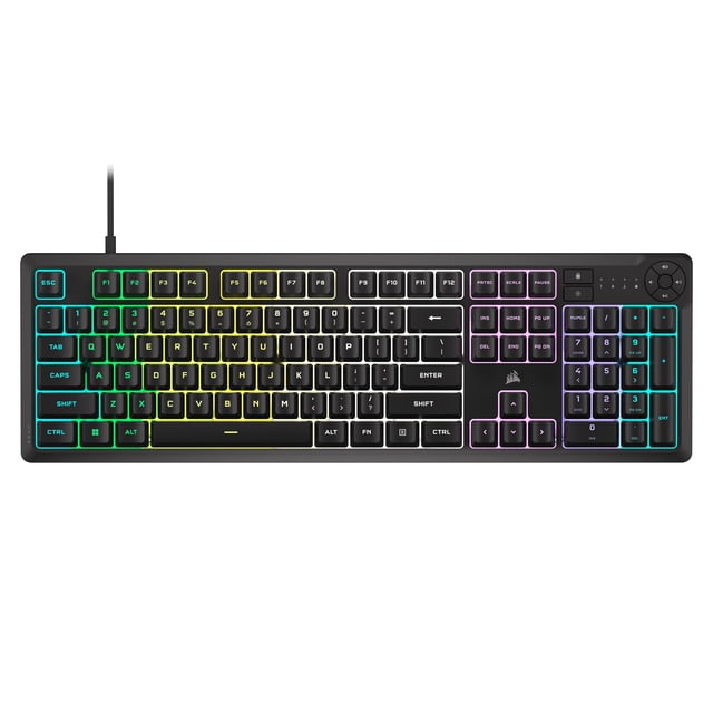 Corsair K55 Clavier de Jeu Filaire à Membrane RVB de Base – Commutateurs Silencieux et Réactifs – Résistance aux Déversements – Clavier Multimédia RVB à Dix Zones –