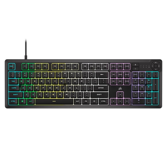 Corsair K55 CORE RGB Membrane Wired Gaming Keyboard – Quiet, Responsive Switches – Spill Resistance – Ten-Zone RGB – Media Ke
