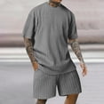 thumbnail image 2 of Traje Deportivo Perforado de los Hombres, Moda de Manga Corta Cuello Redondo de Ocio para el Desgaste Casual Y de Playa, Blusa Atlética de Poliéster Suave, 2 of 9