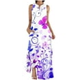thumbnail image 2 of Women's Maxi Dress V Neck Sleeveless Floral Print Summer Dress Swing Style Comfort Fit for Vacation Resort Daily Casual Sundress, 2 of 5