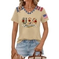 thumbnail image 3 of JULMCOMO 4th of July Shirts Women Red White Blue V Neck 250th Anniversary Tops Patriotic Short Sleeve American Flag T Shirts Beige XL, 3 of 6