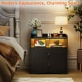 thumbnail image 3 of Modern-style bedside table with charging station and LED lights, black color., 3 of 5