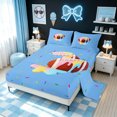 thumbnail image 2 of meiyoeat Blue Football Ice Cream Bed Sheets for Boys, Sprinkle Ball Sport Full Size Sheets, 4-Piece, 1 Flat Sheet, 1 Fitted Sheet and 2 Pillowcases, 2 of 5