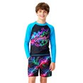 thumbnail image 3 of Boys Neon Summer Rash Guard Set – Versatile 2-Piece Swimwear for Boys Ages 2-7 Years, Bright Graphic UV Protection Beach Outfit for Pool and Water Play, 3 of 7