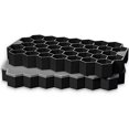 thumbnail image 1 of Juego de 2 moldes para cubitos de hielo de silicona en forma de panal de color negro - 37 compartimentos - con tapa - para cerveza, cóctel y whisky, 1 of 5