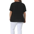 thumbnail image 3 of Agnes Orinda Women's Plus Size Dressy Button Down Ruched V Neck Office Shirt 1X Black, 3 of 6