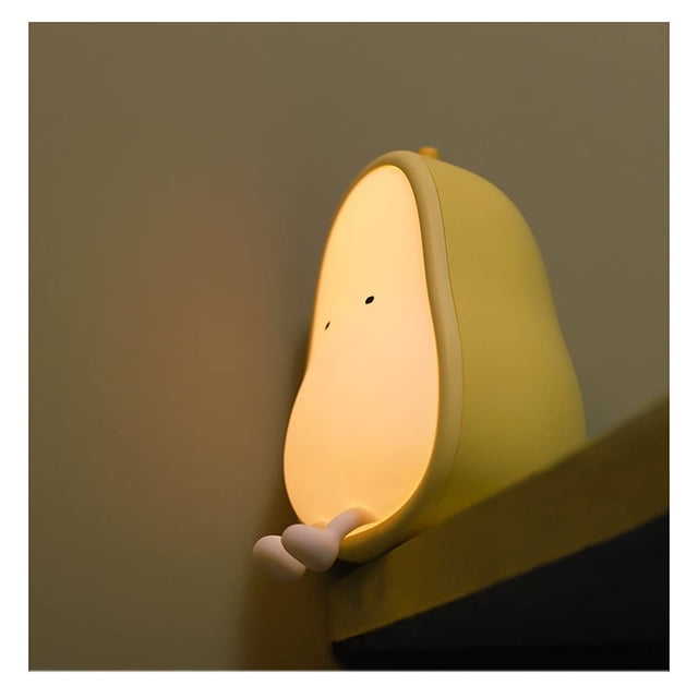 Luces de noche para niños Lámparas recargables USB, ABS sin BPA + lámpara de noche de silicona para lactancia materna, cambio de color, pera amarilla