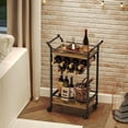 thumbnail image 2 of Bar Cart, Home Bar Serving Cart, Kitchen Cart, Small Bar Cart Black with Wine Rack, Beverage Cart, Cocktail Bar Cart for Home Party, Living Room, Kitchen, Rustic Brown and Black BC05BR, 2 of 8