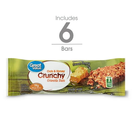 Great Value Oats & Honey Crunchy Granola 2-Bar Packs, 1.4 oz, 6 Packs