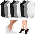 thumbnail image 1 of 9 pares de calcetines tobilleros de corte bajo para mujer, talla 9-11, deportivos, negros, blancos y grises, 1 of 7