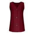 thumbnail image 4 of Tops de Color Sólido para las Mujeres Botón Cuello Redondo 3/4 Manga Blusa Casual, las Mujeres de Entrenamiento Tops Suave Transpirable, 4 of 6