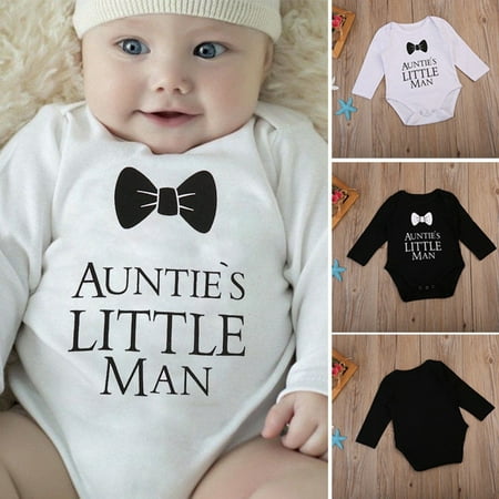 Aunties little man Nebworn Baby Boy Romper Bodysuit Jumpsuit Clothes Outfits 0-18M