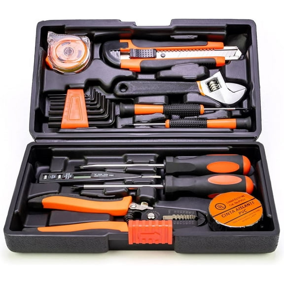 GARDENERA Electrical Contractor Telecom Kit 18-Piece General Tool Set with Hammer, Crimping Pliers, Screwdriver Set and Toolbox Storage Case - Perfect for Homeowner, DIYer, Handyman, Electrician